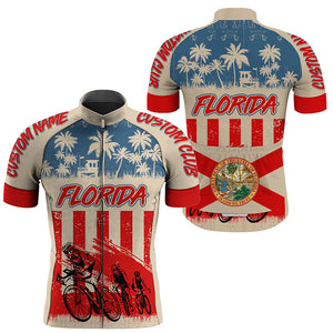 Florida cycling jersey mens UPF50+ bike shirt FL cycling tops with pockets Florida MTB BMX shirt| SLC243