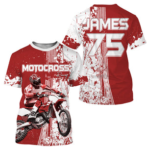 Custom Red Motocross Jersey Kid Men Women UV Protective MX Biker Racing Xtreme Motorcycle Shirt PDT385
