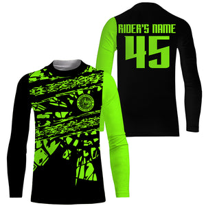 Kid&Adult Green Motocross Jersey Personalized UPF30+ No Guts No Glory MX Racing Dirt Bike Jersey NMS1204