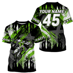 Personalized green Motocross jersey UV protective kid men women dirt bike off-road motorcycle shirt PDT383