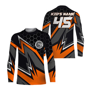 Orange Extreme Motocross Personalized Jersey UPF30+ No Guts No Glory Dirt Bike MX Racing Shirt NMS1173