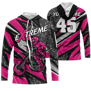 Pink dirt bike jersey youth boys girls UPF30+ biker off-road extreme Motocross shirt motorcycle PDT291