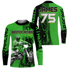 Load image into Gallery viewer, Custom Motocross Jersey Kid Men Women UV Protective Green MX Biker Racing Xtreme Motorcycle Shirt PDT384