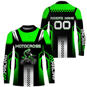 Custom Motocross Jersey UPF30+ Green Dirt Bike Shirt Men Women Kid Off-Road MX Racing Long Sleeve PDT469