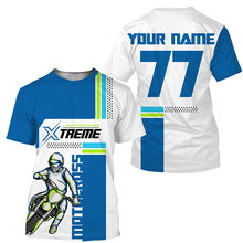 Load image into Gallery viewer, Extreme personalized blue Motocross jersey kid men women UPF30+ off-road biker MX racing shirt PDT267