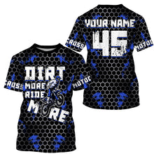 Load image into Gallery viewer, Dirt More Ride More Motocross blue jersey UPF30+ kid women men custom dirt bike shirt off-road PDT334