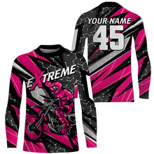 Load image into Gallery viewer, Pink dirt bike jersey youth boys girls UPF30+ biker off-road extreme Motocross shirt motorcycle PDT291