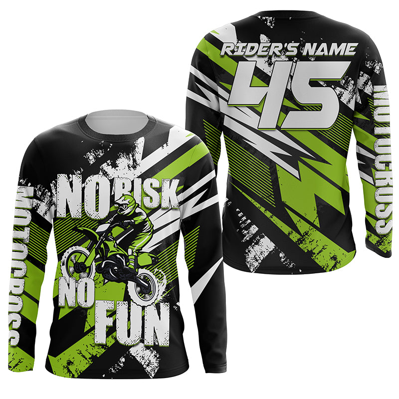 No Risk No Fun Motocross Jersey Personalized UV Protective Dirt Bike MX Racing Long Sleeves NMS1162