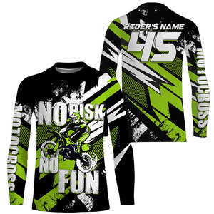 No Risk No Fun Motocross Jersey Personalized UV Protective Dirt Bike MX Racing Long Sleeves NMS1162