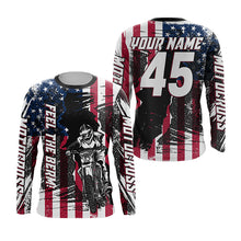 Load image into Gallery viewer, Patriotic Motocross Jersey UPF30+ Feel The Berm Custom American Flag MX Racing Shirt NMS1236