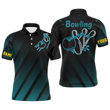 Load image into Gallery viewer, Blue Men Polo Bowling Shirt, Custom Name Bowlers Jersey Gifts for Him NBP89