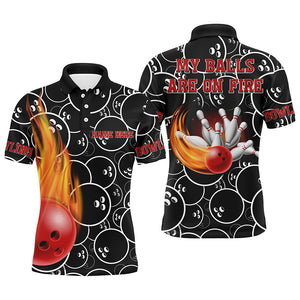 Flame Bowling Shirt Custom Name My Balls Are On Fire Bowling Polo