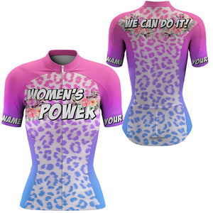 Women's power Leopard cycling jersey Short sleeve biking tops Bicycle clothing with 3 pockets| SLC194