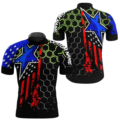 Mens American cycling jersey with 3 pockets Custom name USA bike shirts UPF50+ bicycle clothes| SLC210