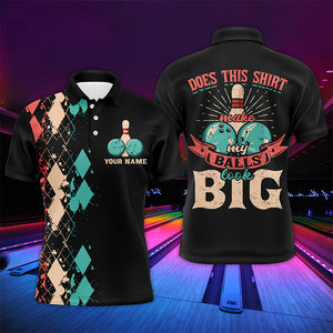 Funny Men Polo Bowling Shirt, Personalized Bowlers Jersey Does This Shirt Make My Balls Look Big NBP71