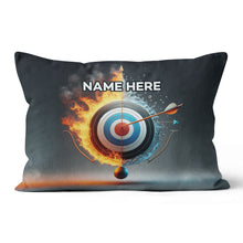 Load image into Gallery viewer, Personalized Archery 3d Target With Bow In Water And Fire Throw Pillows TDM0856
