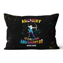 Load image into Gallery viewer, Personalized Archery Is Calling Black Pillow, Funniest Pillow For Archer TDM0911