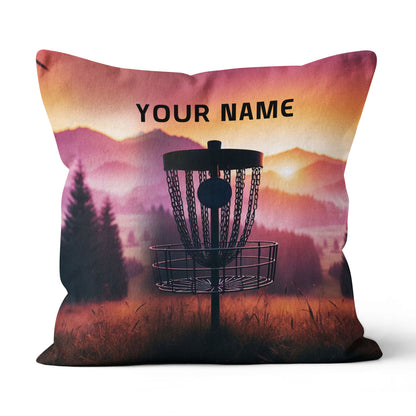 Sunset Disc Golf Basket Custom Name Pillow Personalized Disc Golf Gifts LDT1168