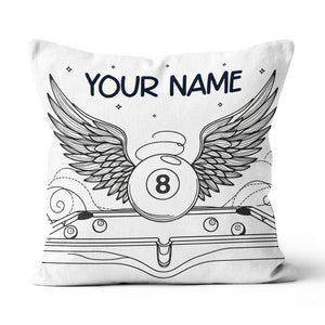 Personalized Billiard 8 Ball Wings Line Drawing Pillow, Billiards Gifts VHM0900