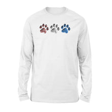 Load image into Gallery viewer, Red White Blue American Flag Dog paws Long sleeve shirt design gift ideas for Dog lovers  - SPH85