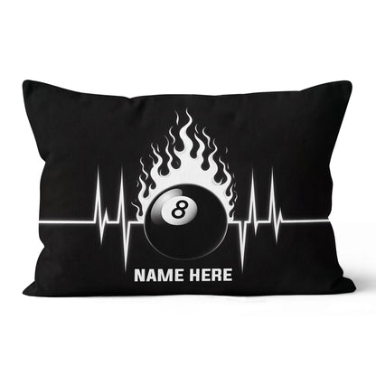 Funny Heartbeat Pulse 8 Ball Flame Custom Black Pillow, Billiard Pillows TDM0892