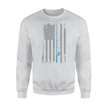 Load image into Gallery viewer, American flag fishing shirt vintage fishing - Standard Crew Neck Sweatshirt