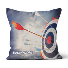 Load image into Gallery viewer, Personalized Flaming Arrow Archery Pillow Custom Pillow Top Archery Gift VHM0859