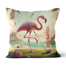 Load image into Gallery viewer, Golf Flamingo Tropical Custom Pillow Personalized Golf Gifts For Golfer LDT1169