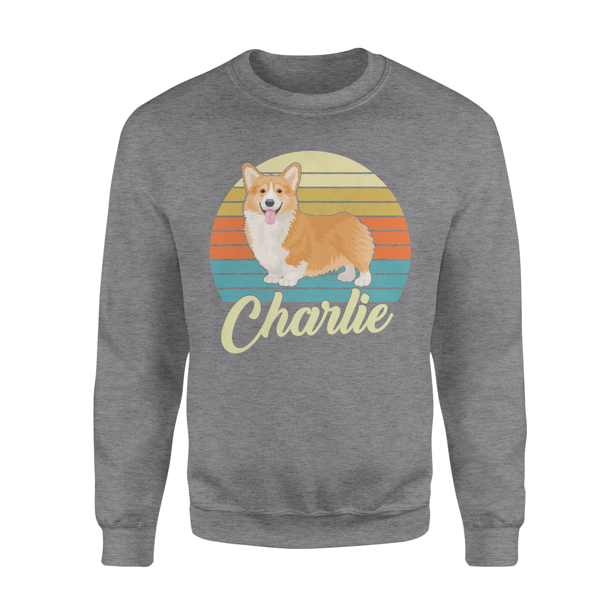 Custom name awesome Corgi 1970s vintage retro personalized gift - Standard Crew Neck Sweatshirt