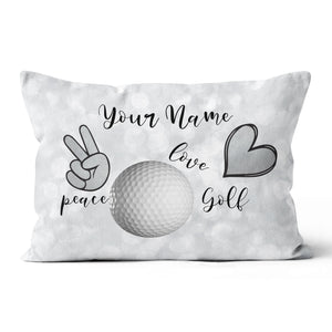 Peace Love Golf Funny Custom Pillow Personalized Golf Gifts For Golfer LDT1111