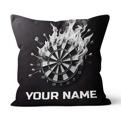 Black White Darts Flame Custom Throw Pillow Personalized Darts Gifts LDT1159