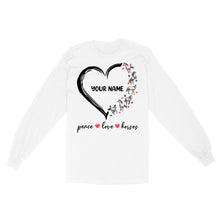 Load image into Gallery viewer, Peace love horses tattoo customized name horse shirt for girl, horse shirts D06 NQS2908 - Standard Long Sleeve