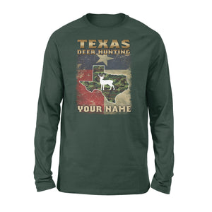 Texas deer hunting personalized gift custom name - Standard Long Sleeve