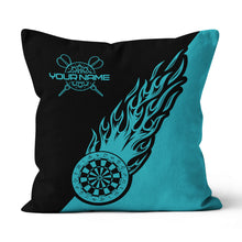 Load image into Gallery viewer, Turquoise Darts Flame Custom Throw Pillow Personalized Cool Darts Gifts LDT1098