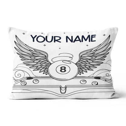 Personalized Billiard 8 Ball Wings Line Drawing Pillow, Billiards Gifts VHM0900