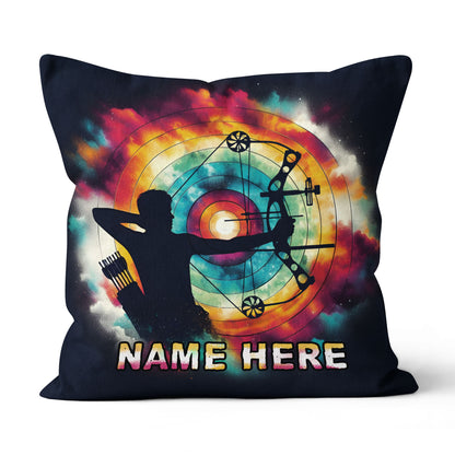 Personalized Archery Colorful Tie Dye Throw Pillow Custom Archery Gifts VHM0924