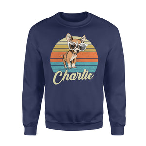 Custom name awesome Chihuahua 1970s vintage retro personalized gift - Standard Crew Neck Sweatshirt