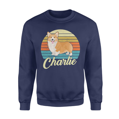 Custom name awesome Corgi 1970s vintage retro personalized gift - Standard Crew Neck Sweatshirt