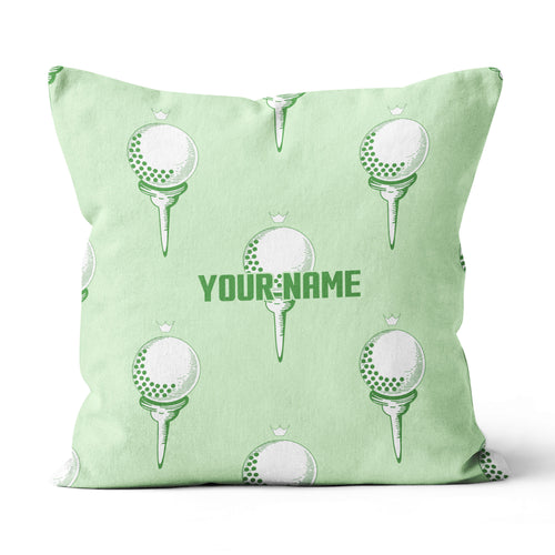 Green Golf Ball On Tee Personalized Pillow For Golfers Custom Golf Gifts LDT1095