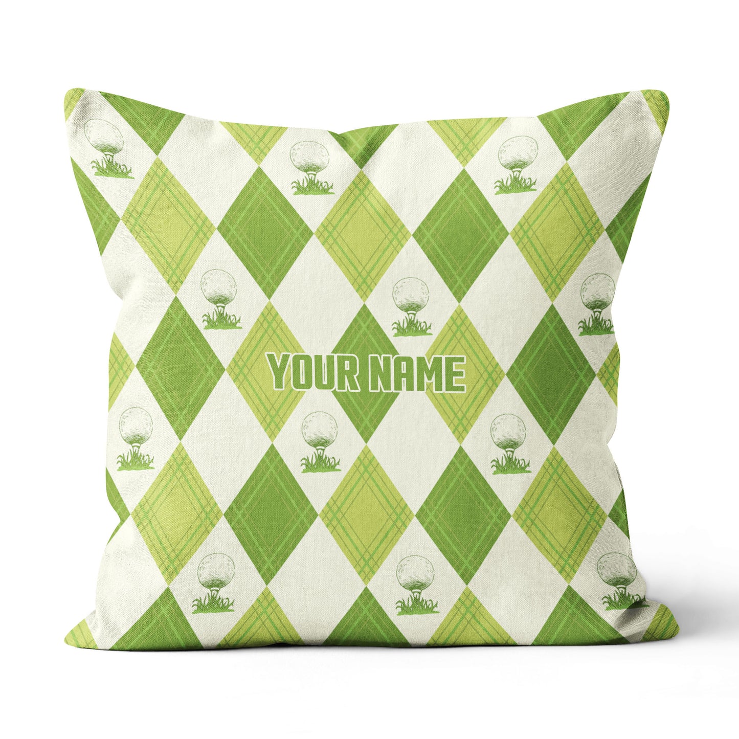 Green Argyle Pattern Golf Ball Custom Pillow Personalized Golfer Gifts LDT1096