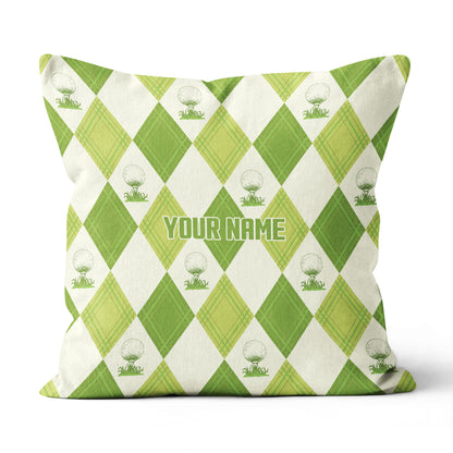 Green Argyle Pattern Golf Ball Custom Pillow Personalized Golfer Gifts LDT1096