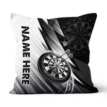 Load image into Gallery viewer, Black White Dartboard Custom Darts Throw Pillow Personalized Darts Gifts LDT1185