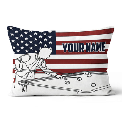 Patriotic US Flag Billiard Player Pillows Custom Billiard Throw Pillow TDM0823