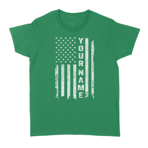 Custom name American flag shirt, personalized American patriot Women's T-shirt, birthday gift, Christmas gift for dad, mom - NQS1290