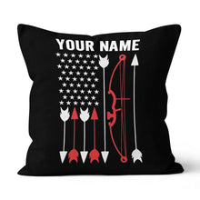 Load image into Gallery viewer, Archery Flag Design Pillow Custom Name Canvas And Linen Throw Pillows TDM0774