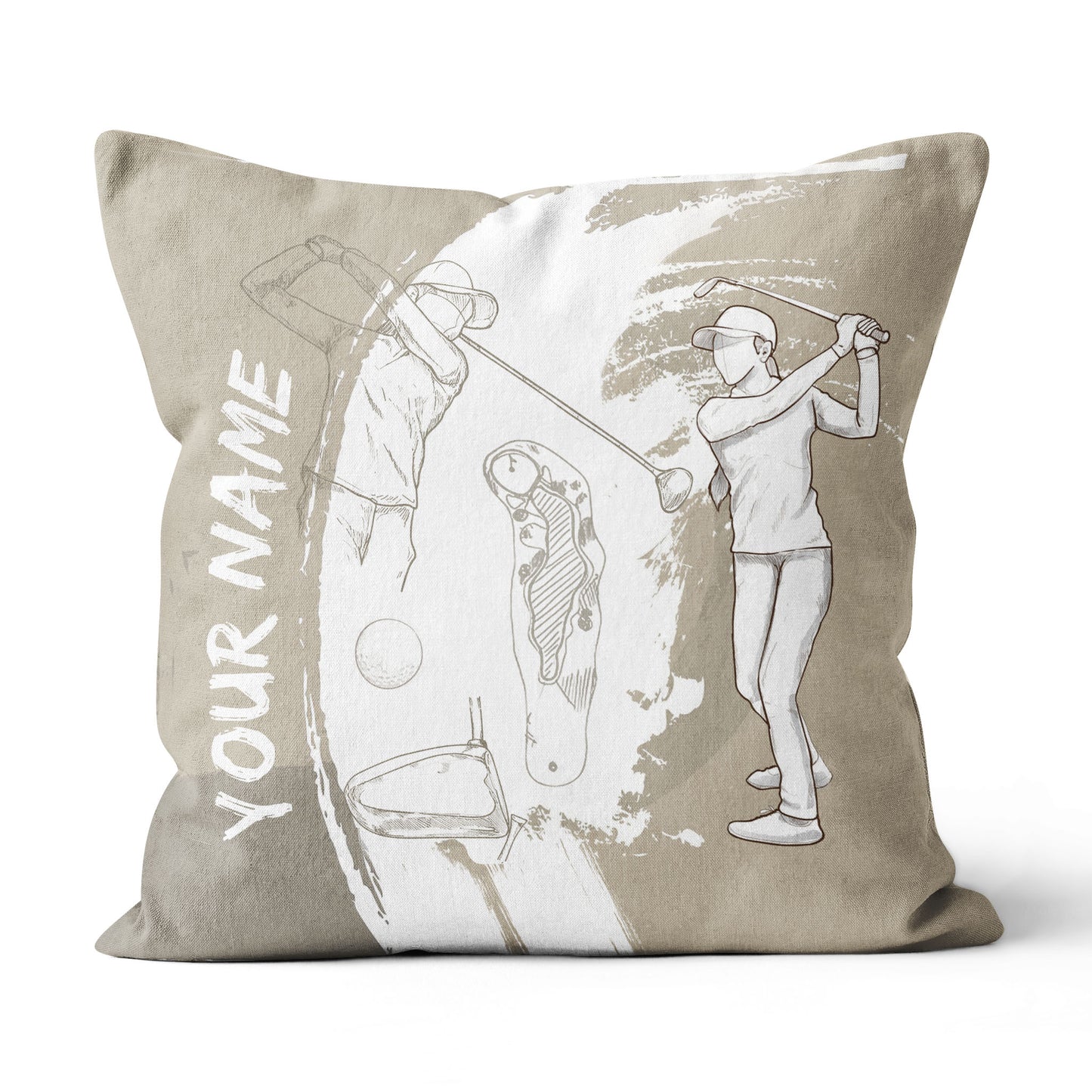 Retro Hand Drawn Golfer Custom Pillow Personalized Golf Gifts For Golfer LDT1145