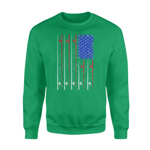 American US Flag Fishing Rod Shirt, Fisherman Gift D06 NQSD302 - Standard Crew Neck Sweatshirt