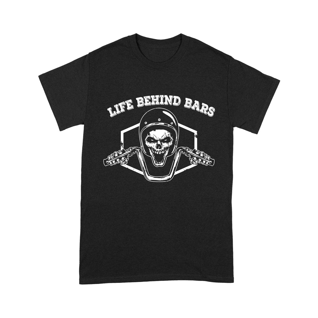 Life Behind Bars Skull Men T-shirt - Biker T-shirt, Cool Cruiser Rider Shirt for Dad, Grandpa, Husband| NMS07