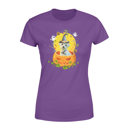 Custom photo dog halloween pumpkin personalized women's t-shirt
