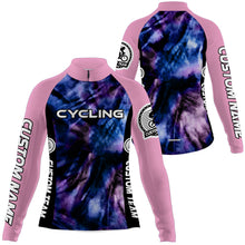 Load image into Gallery viewer, Purple women cycling jersey with pockets UPF50+ reflective bike shirt Breathable biking tops girl| SLC125